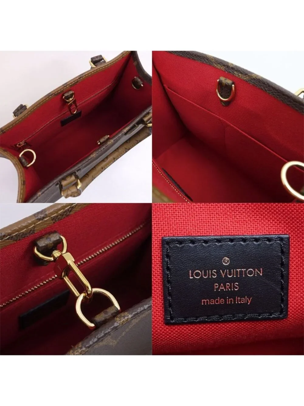 Louis Vuitton On The Go PM Handbag 2-Way Monogram Giant Reverse Gold